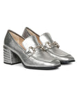 Saint G - Vera Metallic Heeled Loafers Footwear - Gunmetal