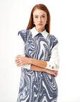 Mizalle Dress Indigo Apparel Indigo