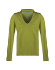 Wasabi Green Zoe Silk Cashmere Deep V Neck Sweater Fınal Item - Porterist 7