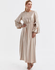 Embroidered Balloon Sleeve Dress Sand Beige Ka B Fınal Item - Porterist 1