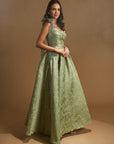 One Shoulder Jacquard Evening Dress Sage Fınal Item - Porterist 3