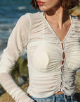 Tulle Button Blouse White Fınal Item - Porterist 2