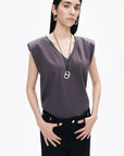 Anthracite V-Neck Padded T-Shirt