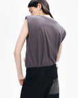 Anthracite V-Neck Padded T-Shirt