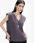 Anthracite V-Neck Padded T-Shirt