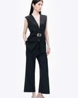 Black Double-Pleated Pants