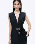 Black Double-Pleated Pants