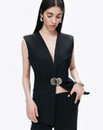 Black Double-Pleated Pants