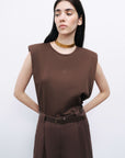Coffee Belted Linen Mini Shorts