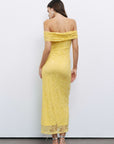 Yellow Off-The-Shoulder Lace Detailed Maxi Dress