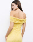 Yellow Off-The-Shoulder Lace Detailed Maxi Dress