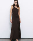 Brown One Shoulder Maxi Dress