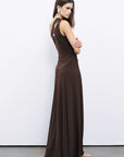 Brown One Shoulder Maxi Dress