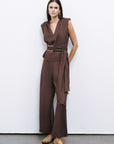 Coffee Pleated Pants