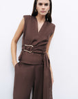 Coffee Pleated Pants