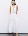 Off-White Halter Neck Maxi Dress
