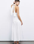 Off-White Halter Neck Maxi Dress