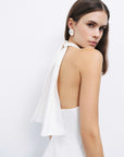 Off-White Halter Neck Maxi Dress