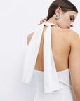 Off-White Halter Neck Maxi Dress
