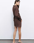 Coffee Mini Dress with Accessory Detail