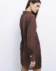 Coffee Mini Dress with Accessory Detail