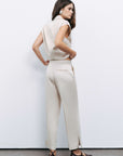Beige Slit Detailed Pants