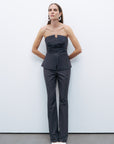 Anthracite Zippered Corset Look Blouse