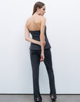 Anthracite Zippered Corset Look Blouse