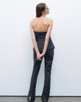 Anthracite Zippered Corset Look Blouse