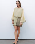 Green Mini Skirt with Tie Detail