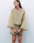 Green Mini Skirt with Tie Detail