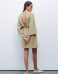 Green Beaded Back Detailed Mini Dress