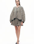 Khaki Asymmetrical Cut Jacket