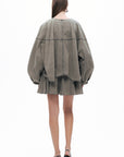 Khaki Asymmetrical Cut Jacket
