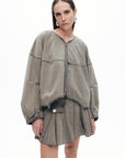 Khaki Asymmetrical Cut Jacket