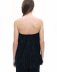 Black Wrinkled Strapless Blouse