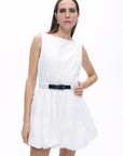 White Balloon Skirt Mini Dress