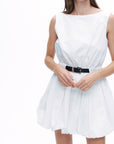 White Balloon Skirt Mini Dress