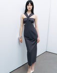 Anthracite Cut-Out Detailed Midi Dress