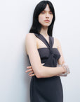Anthracite Cut-Out Detailed Midi Dress