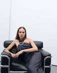 Anthracite Halter Neck Midi Dress