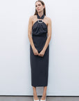 Anthracite Halter Neck Midi Dress