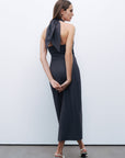 Anthracite Halter Neck Midi Dress