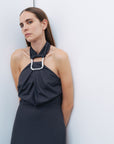 Anthracite Halter Neck Midi Dress