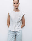 Off-White T-Shirt with Agraffe Accessory Detail