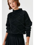 Glittery Baklava Patterned Black Knitwear Sweater Fınal Item - Porterist 2