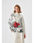 Loose Fit Ecru Sweater With Handcrafted Flower Embroidery Fınal Item - Porterist 1