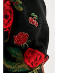 Black Knitwear Sweater With Hand Embroidered Rose Detail Fınal Item - Porterist 2