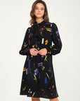 Casual Cut Crepe Dress With Black Collar Scarf Fınal Item - Porterist 1
