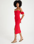 Red Dress With Flexible Crumple Fabric Low Sleeve Detail Fınal Item - Porterist 2